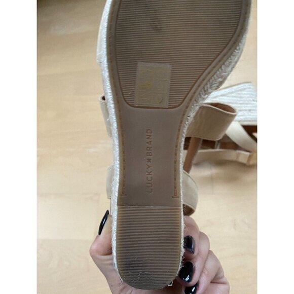 LUCKY Brand Women's "Mendona" Espadrille Wedge Sandals Sz 10 Open Toe Leather - Picture 5 of 8